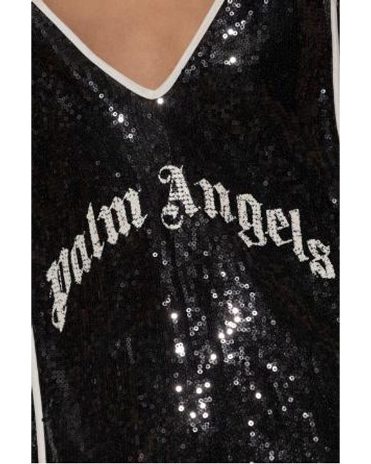 Palm Angels Black Double Slit Sequin Dress