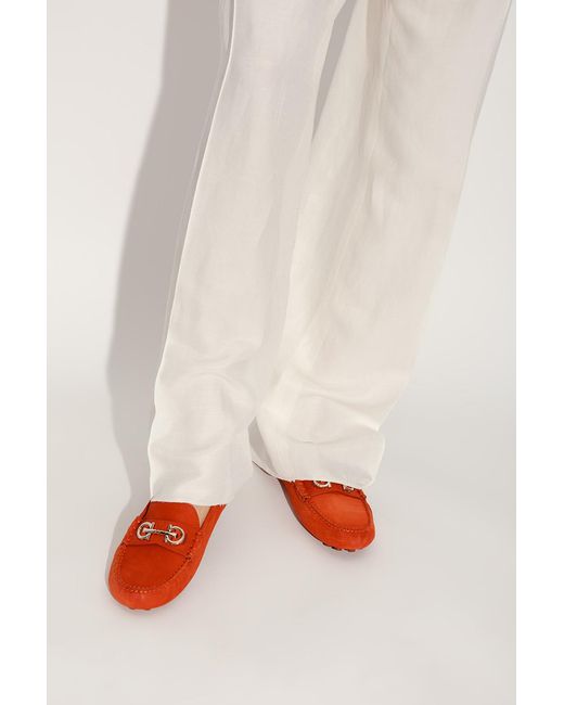 Ferragamo Red Ferragamo Gancini-Plaque Slip-On Loafers