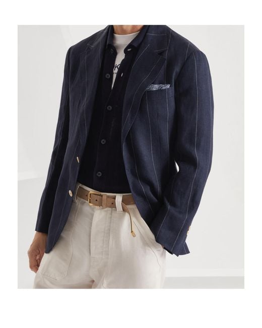 Brunello Cucinelli Blue Single-Breasted Blazer for men