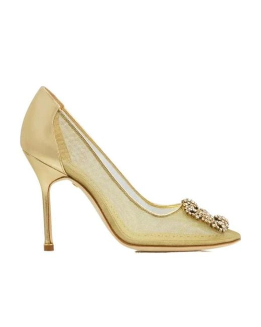 Manolo Blahnik Metallic Mesh High Heels