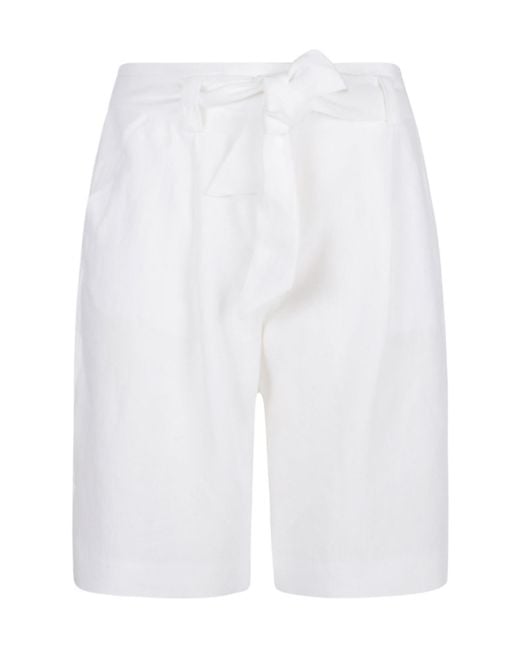 Eleventy White Knee-Length Drawstrig Shorts
