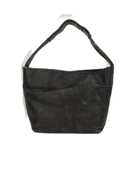 Ann Demeulemeester Black Xela Whipstitch Leather Shoulder Bag