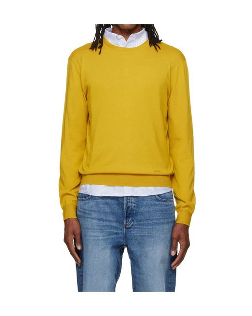A.P.C. Yellow Crew Neck Sweater for men