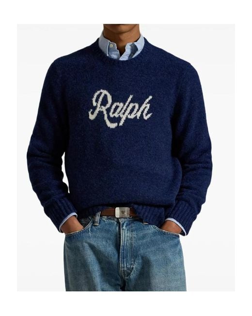 Polo Ralph Lauren Blue Authentic Logo Knit Jumper for men