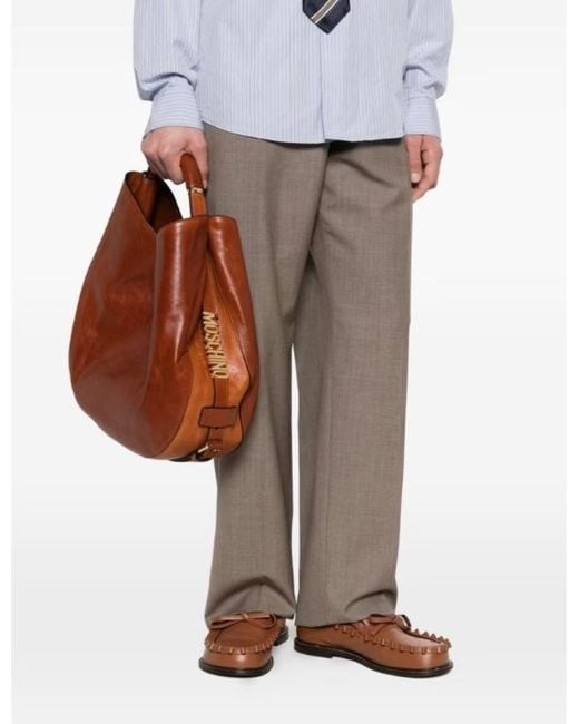 Moschino Brown Handle Leather Shoulder Bag