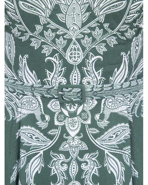 Farm Rio Green Printed Sweetheart Maxi Dress