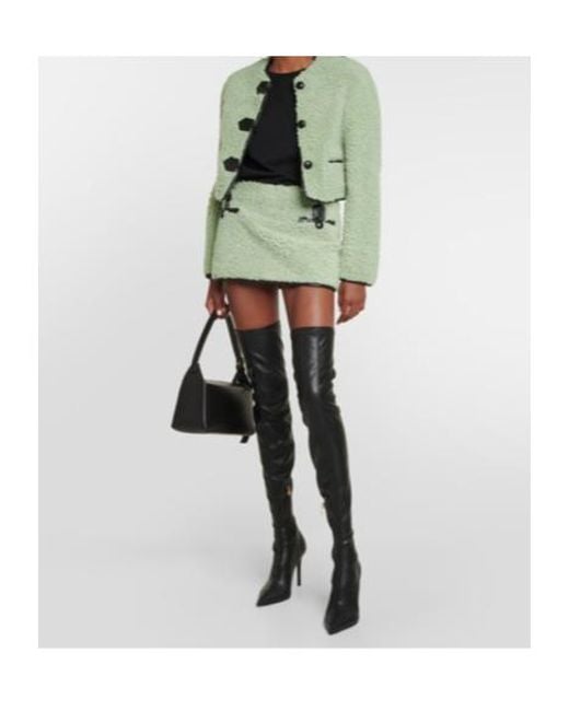 Blancha Green Leather-Trimmed Shearling Jacket