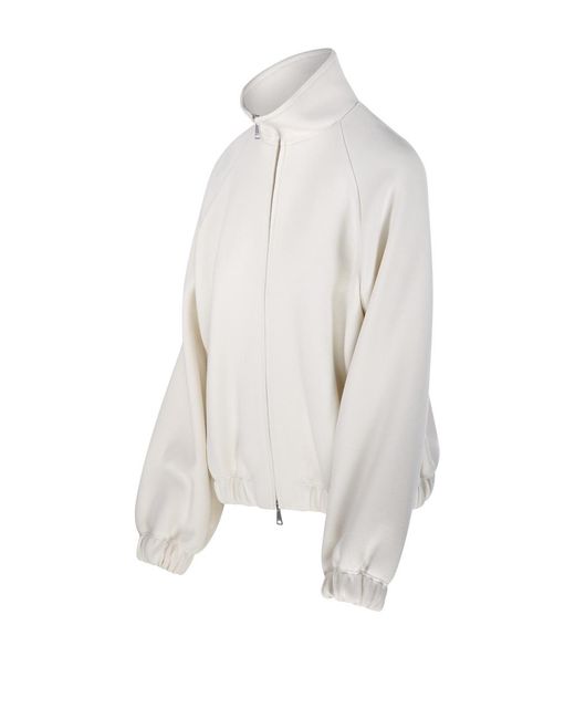 Max Mara White Frine High-Neck Zipped Sweatshirt