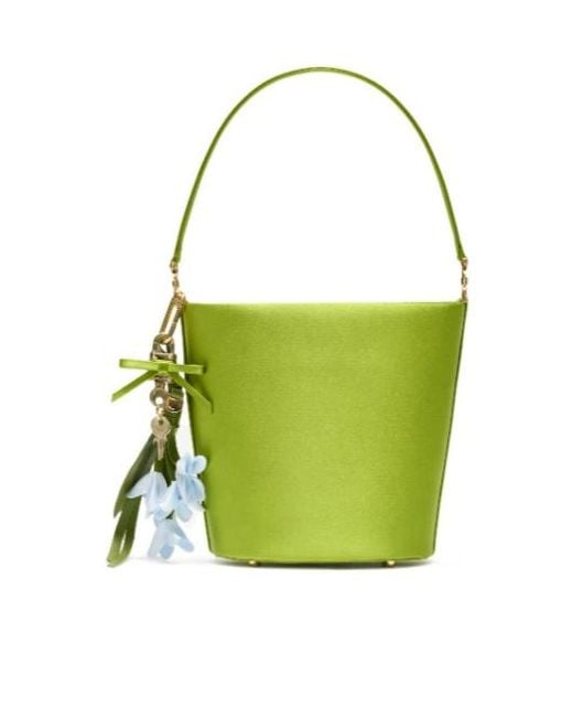 Self-Portrait Green Satin Bucket Bag