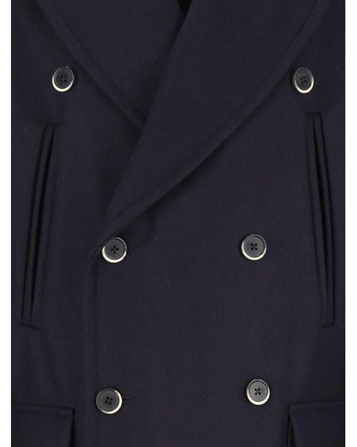 Barena Blue Double-Breasted Coat for men