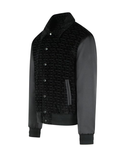 Balmain Black Velvet Bomber Jacket for men