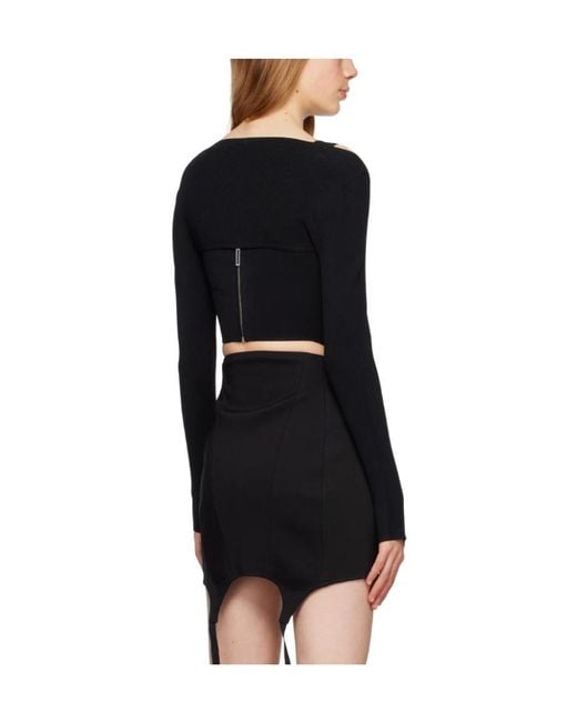 Dion Lee Black Long-Sleeve Corset Top