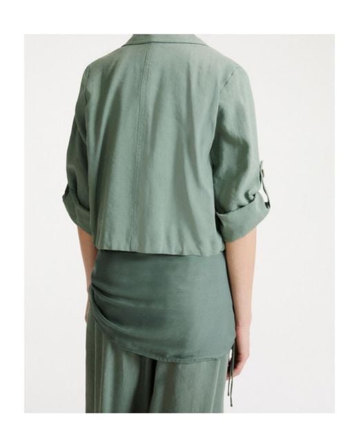 Marella Green Stretch Viscose And Linen Jacket