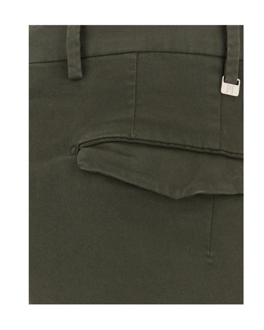 Pt Pantaloni Green Casual Trousers With Belt Loops for men