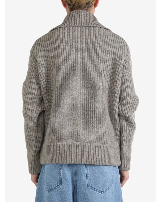 Dries Van Noten Gray Wool Sweater for men