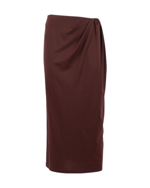 Weekend by Maxmara Brown Ruched Midi Skirt