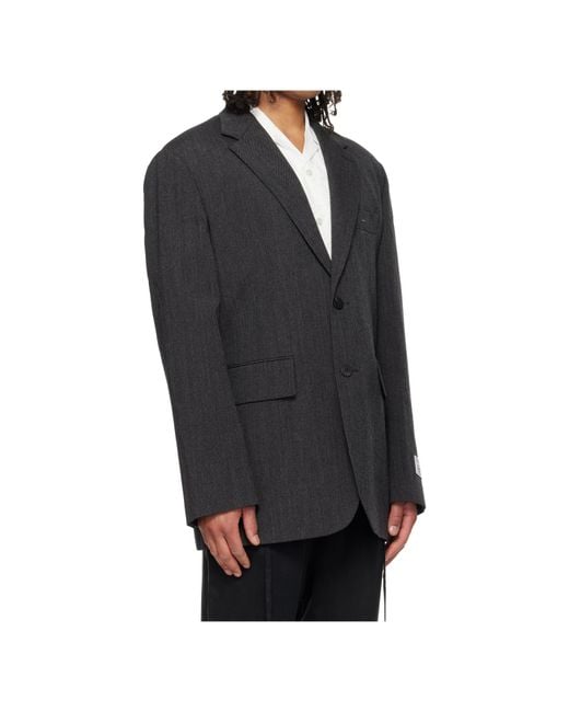 Wooyoungmi Blue Single-Breasted Long-Sleeved Suit Jacket for men
