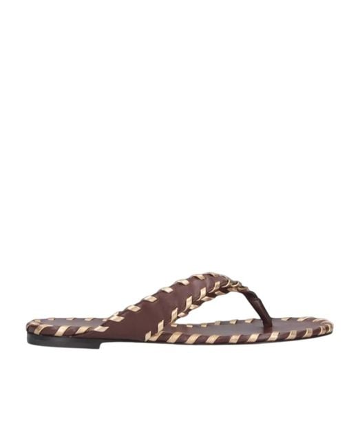 Gianvito Rossi Brown Braided Thong Strap Flat Sandals