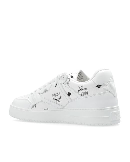 MCM White Neo Derby Visetos Sneakers for men