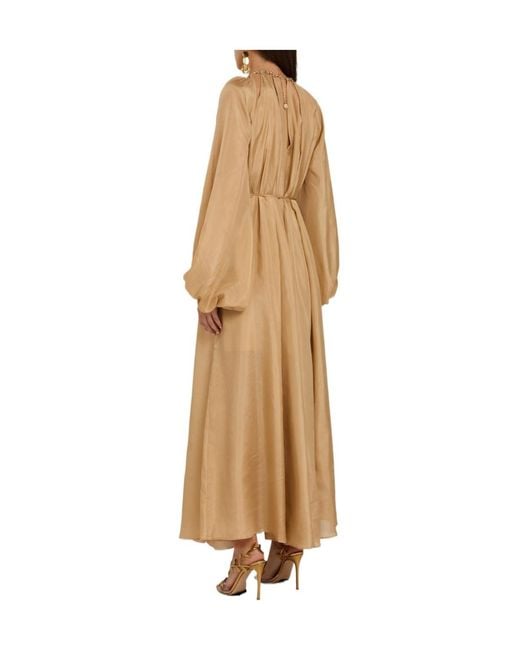 Zimmermann Natural Round Neck Cutout Dress