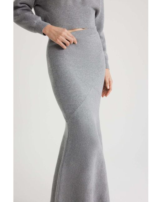 Patou Gray Wool Peplum Skirt