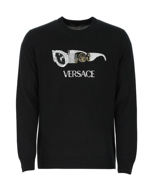 Versace Black Logo Printed Sweater for men