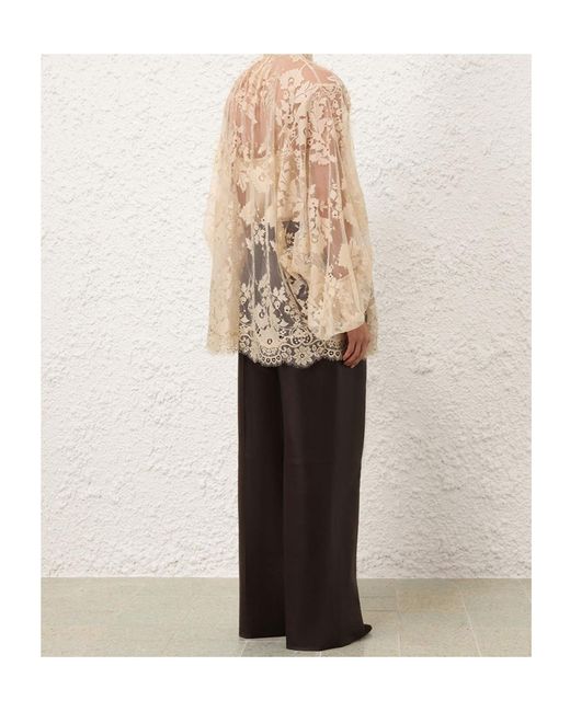 Zimmermann Brown Illustration Wide-Leg Leather Pants
