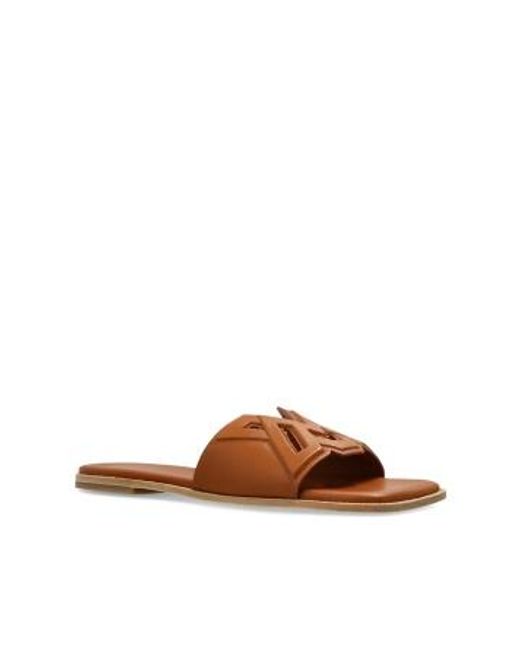 Vic Matié Brown Logo-Debossed Square Open Toe Sandals