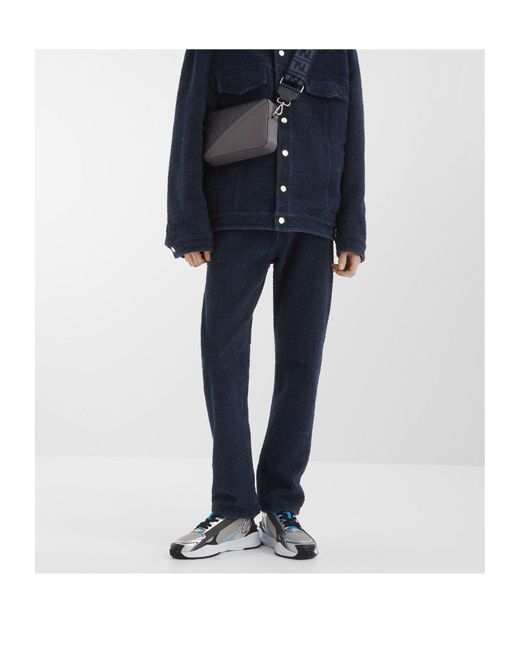 Fendi Blue Flow Lace-Up Sneakers for men