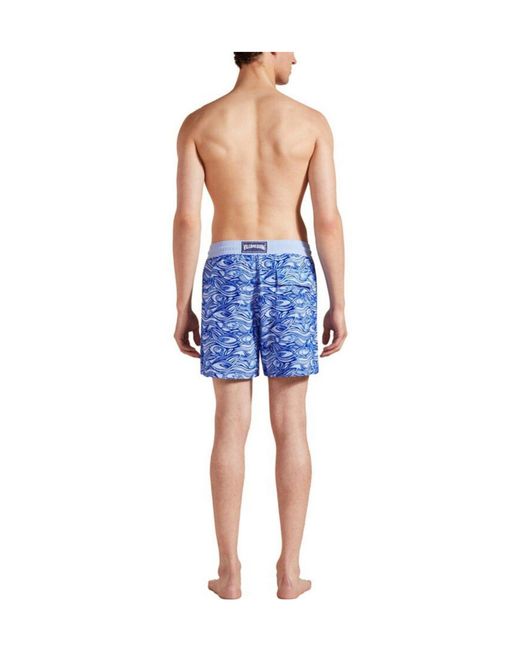 Vilebrequin Blue Fish Pattern Quick-Dry Swim Trunks for men