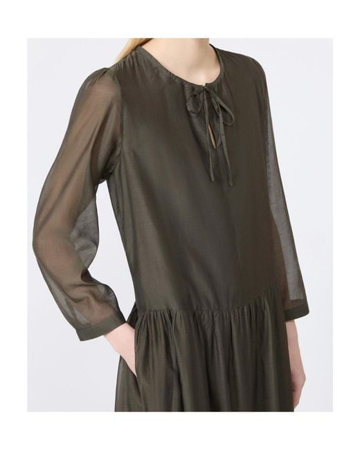 Max Mara Green Cotton And Silk Voile Maxi Dress