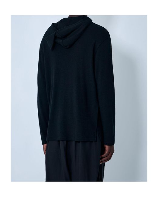Yohji Yamamoto Blue Hooded Sweater for men