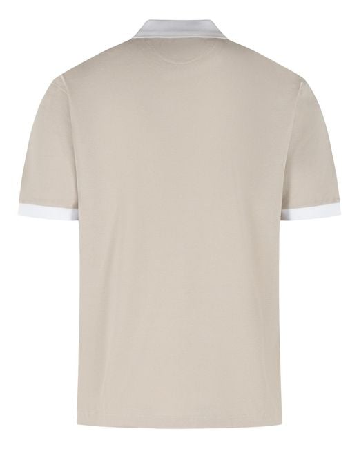 Eleventy White Contrast-Collar Polo Shirt for men