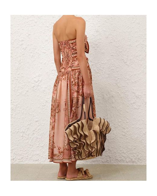 Zimmermann Multicolor Aster Printed Bow Midi Dress