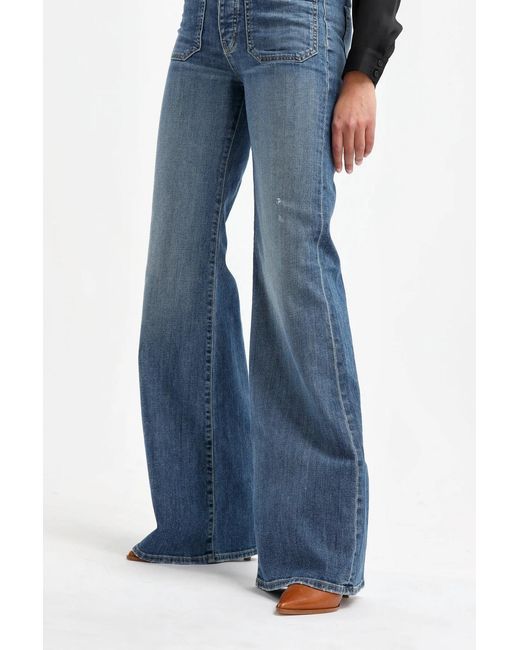 Nili Lotan Blue Mid-Rise Wide-Leg Trousers