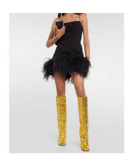 The Attico Yellow Sienna Crinkled Laminated Leather Knee-High Boots
