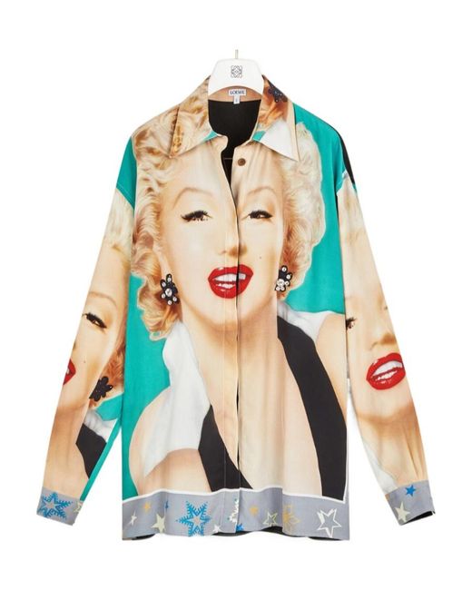 Loewe Blue Marilyn Monroe Print Shirt