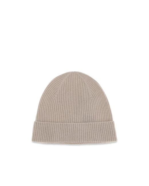 Kiton Gray Ribbed-Knit Beanie Hat for men