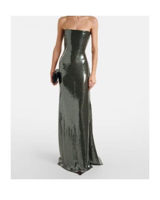Alex Perry Green Sequined Corset Gown