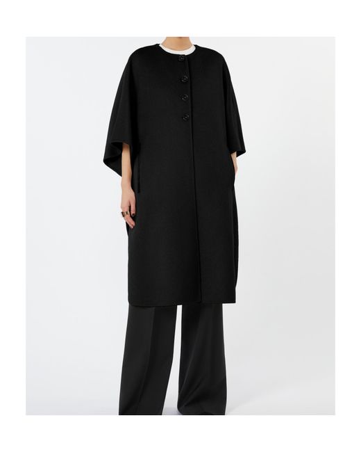 Max Mara Black Short-Sleeved Crewneck Coat