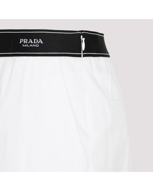 Prada White Logo Wide-Leg Casual Pants