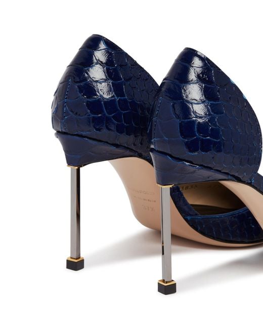 Tom Ford Blue Dorsay Embossed Pointed Toe Pumps