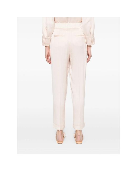 Peserico White Pleated Flared Trousers