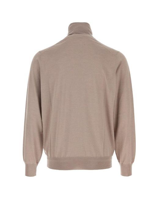 Brunello Cucinelli Brown Turtleneck Knitted Jumper for men
