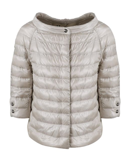 Herno Gray Cropped Sleeve Down Jacket
