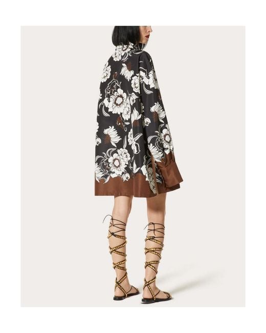 Valentino Multicolor Floral-Print Shirt Dress