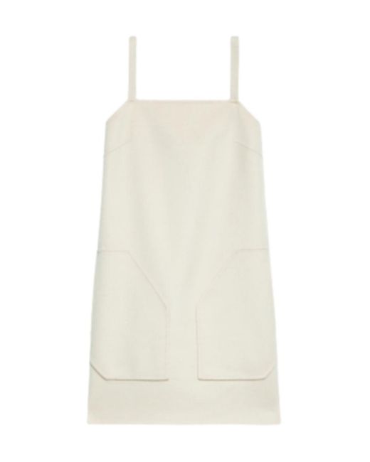 Max Mara White Square Neck Sleeveless Mini Dress
