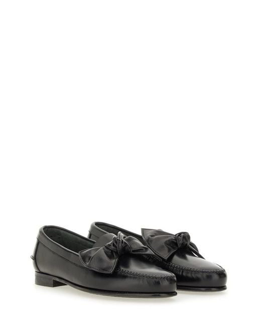 Hereu Black Bow Detail Slip-On Loafers