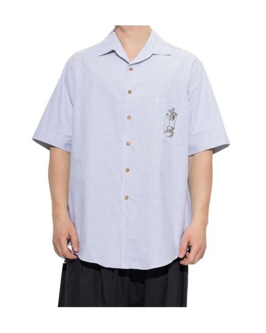 Vivienne Westwood Blue Bowling Embroidered Shirt for men
