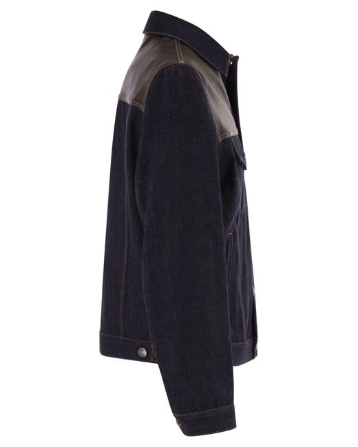 Brunello Cucinelli Blue Paneled No-Fade Denim Four-Pocket Jacket for men
